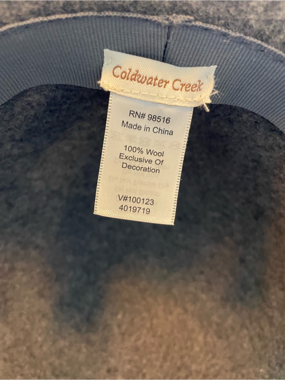 New Coldwater creek classic Women's Gray 100% wool Felt Cloche Hat - Picture 3 of 5